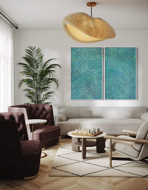 White Scales Diptych | Framed Giclee Print on Canvas